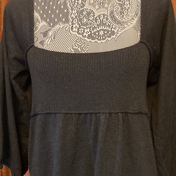 Studio M by Max Studio silk-cotton blend bell sleeve grey square neck dress. NWT - Picture 5 of 9